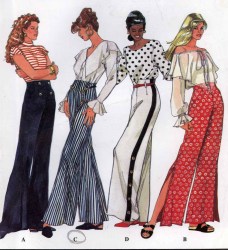 8738 SIMPLICITY RAISED WAIST BELL BOTTOM PANTS WIDTHS PATTERN 10-14
